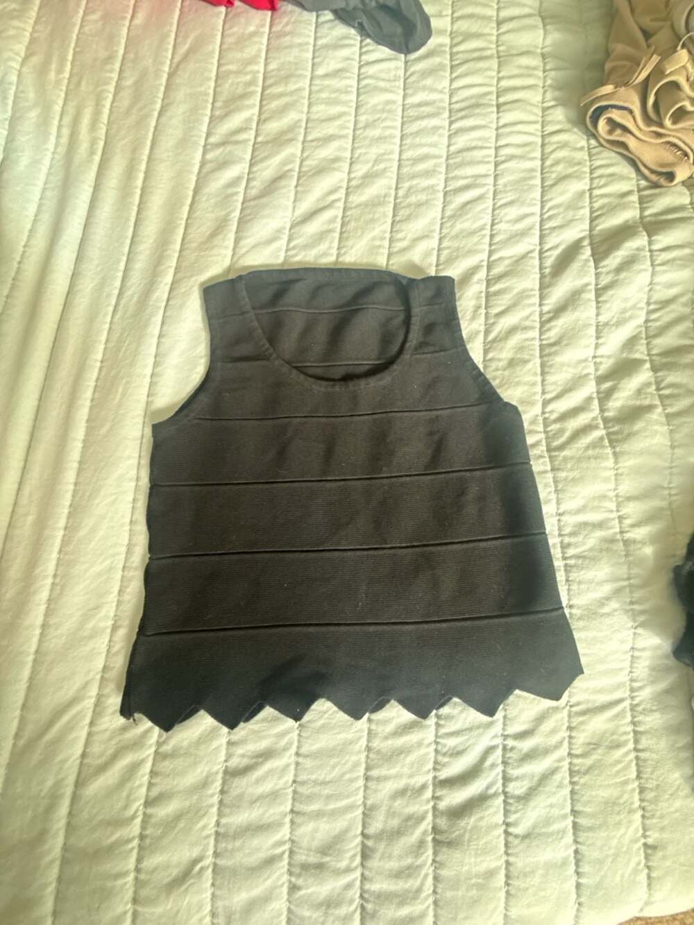 Black Bandage Scalloped Hem Tank Top